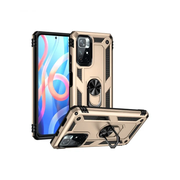 Mey İthalat®  Xiaomi Redmi Note 11T Kılıf Sofya Yüzüklü Silikon Kapak - Gold