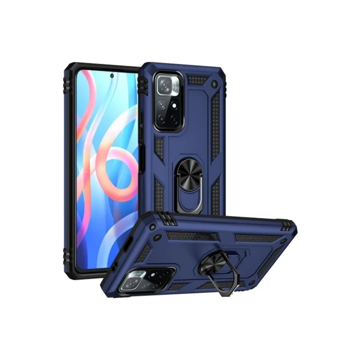 Mey İthalat®  Xiaomi Redmi Note 11T Kılıf Sofya Yüzüklü Silikon Kapak - Lacivert