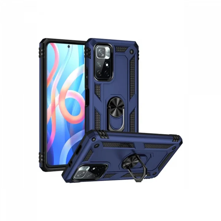 Mey İthalat®  Xiaomi Redmi Note 11T Kılıf Sofya Yüzüklü Silikon Kapak - Lacivert