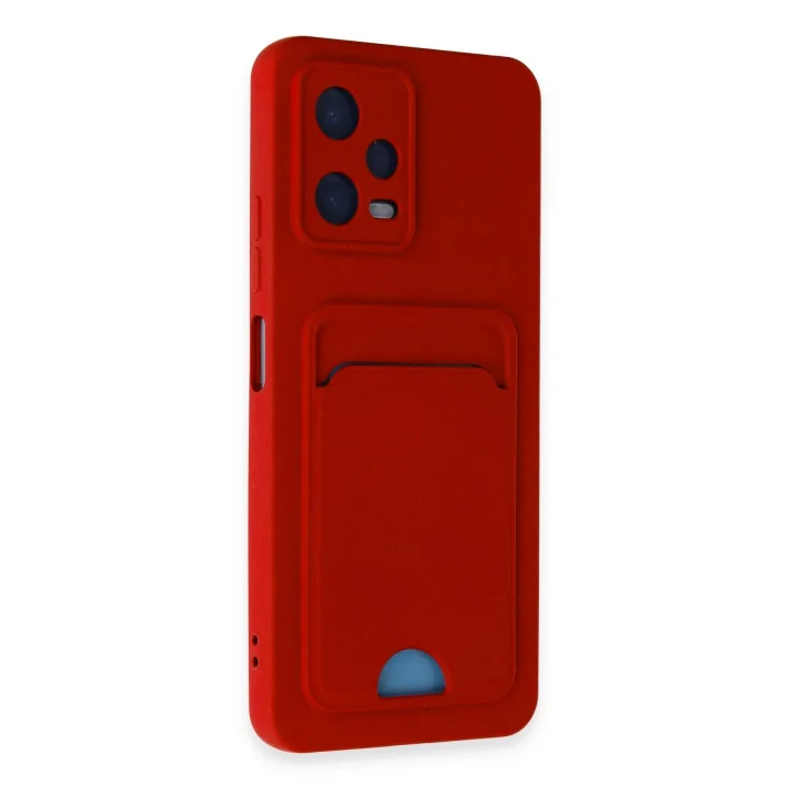 Mey İthalat®  Xiaomi Redmi Note 12 4G Kılıf Kelvin Kartvizitli Silikon - Kırmızı