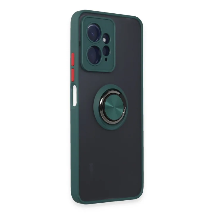 Mey İthalat®  Xiaomi Redmi Note 12 4G Kılıf Montreal Yüzüklü Silikon Kapak - Yeşil