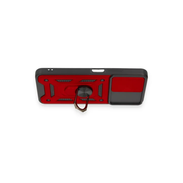 Mey İthalat®  Xiaomi Redmi Note 12 4G Kılıf Pars Lens Yüzüklü Silikon - Kırmızı