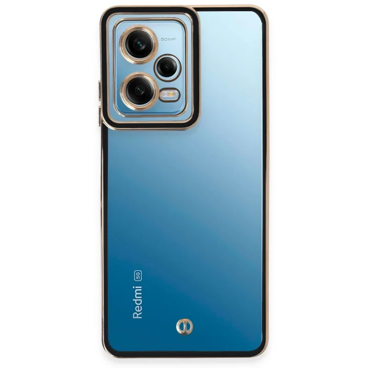 Mey İthalat®  Xiaomi Redmi Note 12 5G Kılıf Liva Lens Silikon - Siyah