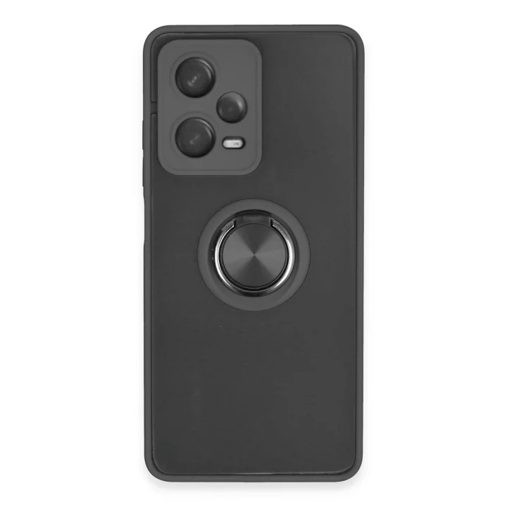 Mey İthalat®  Xiaomi Redmi Note 12 5G Kılıf Montreal Yüzüklü Silikon Kapak - Siyah