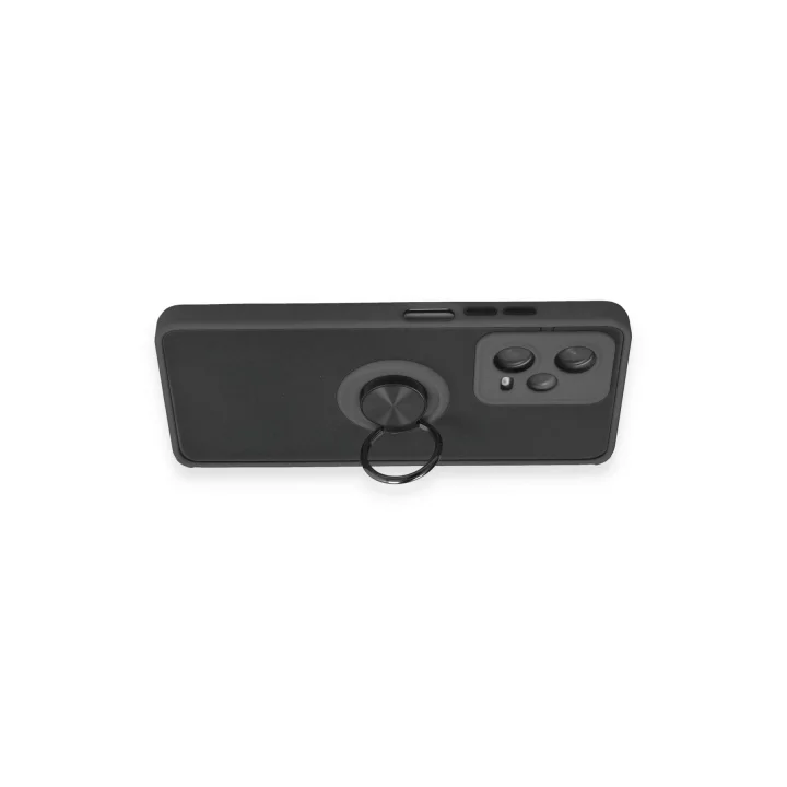 Mey İthalat®  Xiaomi Redmi Note 12 5G Kılıf Montreal Yüzüklü Silikon Kapak - Siyah