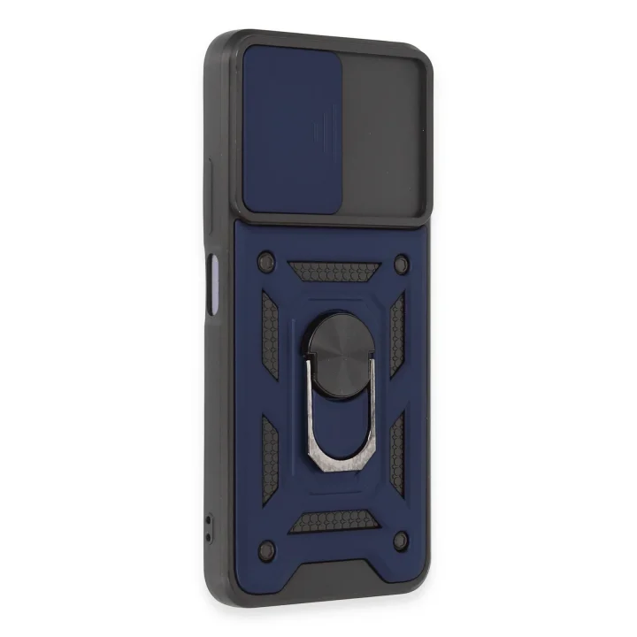 Mey İthalat®  Xiaomi Redmi Note 12 5G Kılıf Pars Lens Yüzüklü Silikon - Lacivert