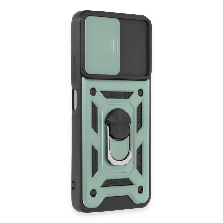 Mey İthalat®  Xiaomi Redmi Note 12 5G Kılıf Pars Lens Yüzüklü Silikon - Yeşil