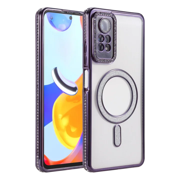 Mey İthalat®   Redmi Note 12 Pro 4G Joke Simli Magneticsafe Kılıf - Derin Mor
