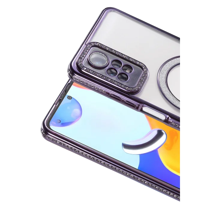 Mey İthalat®   Redmi Note 12 Pro 4G Joke Simli Magneticsafe Kılıf - Derin Mor