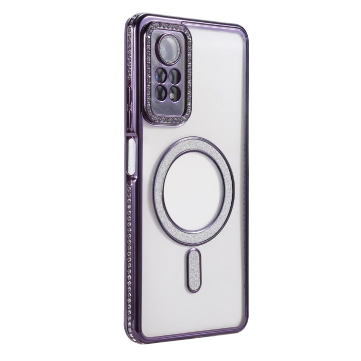 Mey İthalat®   Redmi Note 12 Pro 4G Joke Simli Magneticsafe Kılıf - Derin Mor