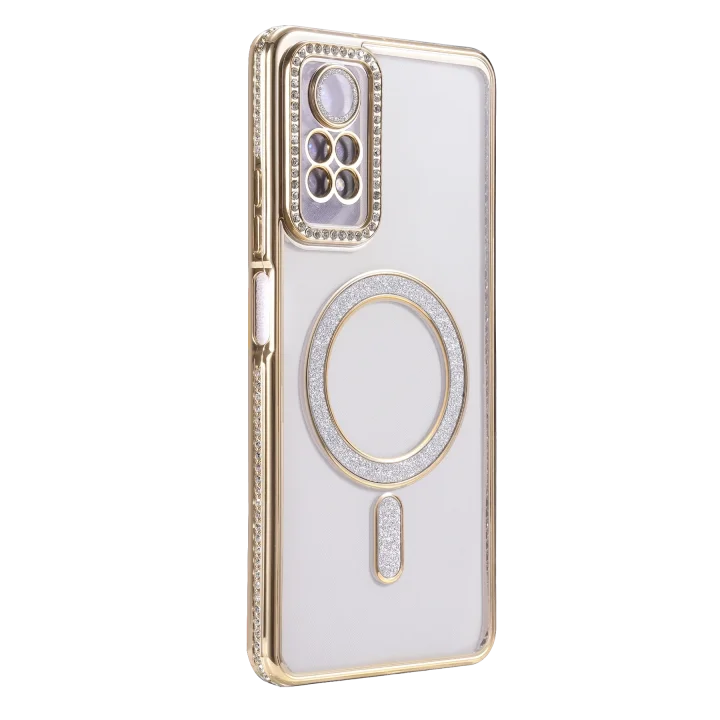 Mey İthalat®   Redmi Note 12 Pro 4G Joke Simli Magneticsafe Kılıf - Gold