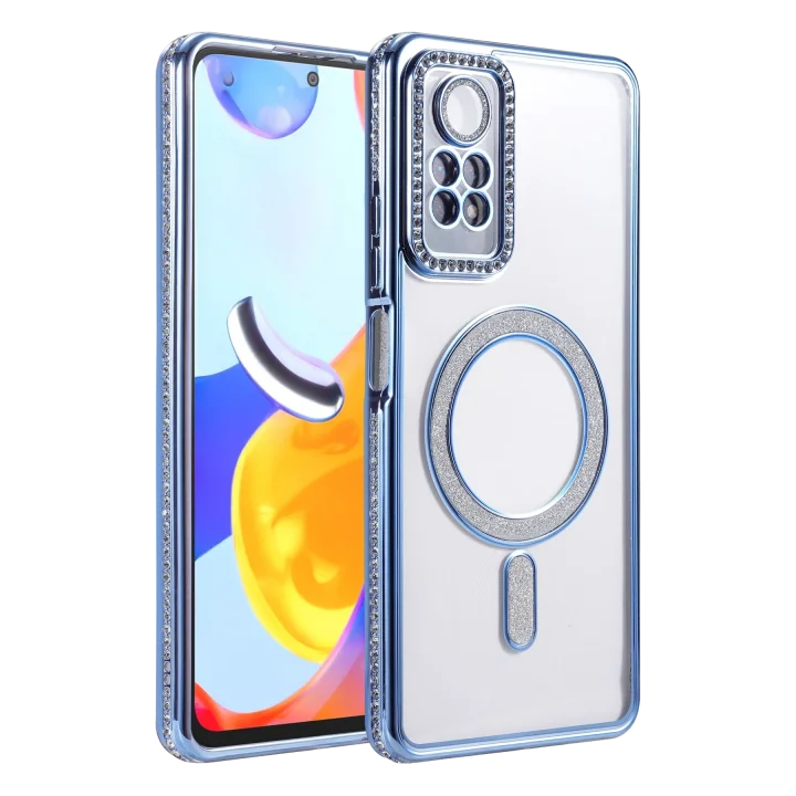 Mey İthalat®   Redmi Note 12 Pro 4G Joke Simli Magneticsafe Kılıf - Mavi