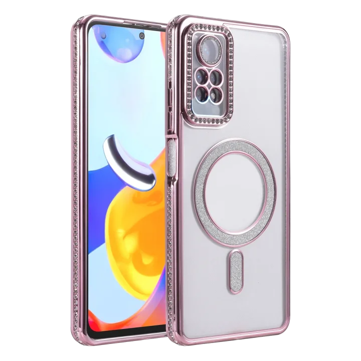 Mey İthalat®   Redmi Note 12 Pro 4G Joke Simli Magneticsafe Kılıf - Pembe