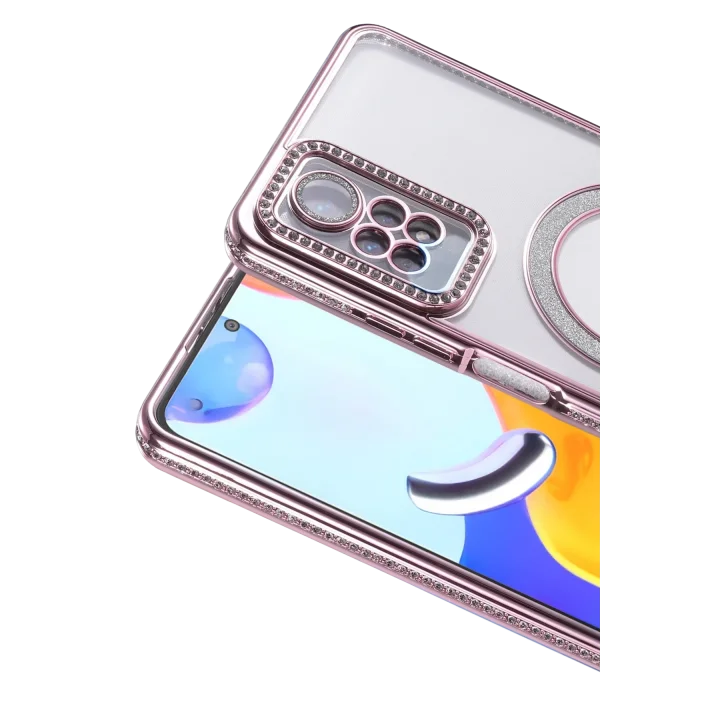 Mey İthalat®   Redmi Note 12 Pro 4G Joke Simli Magneticsafe Kılıf - Pembe