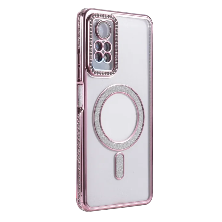 Mey İthalat®   Redmi Note 12 Pro 4G Joke Simli Magneticsafe Kılıf - Pembe