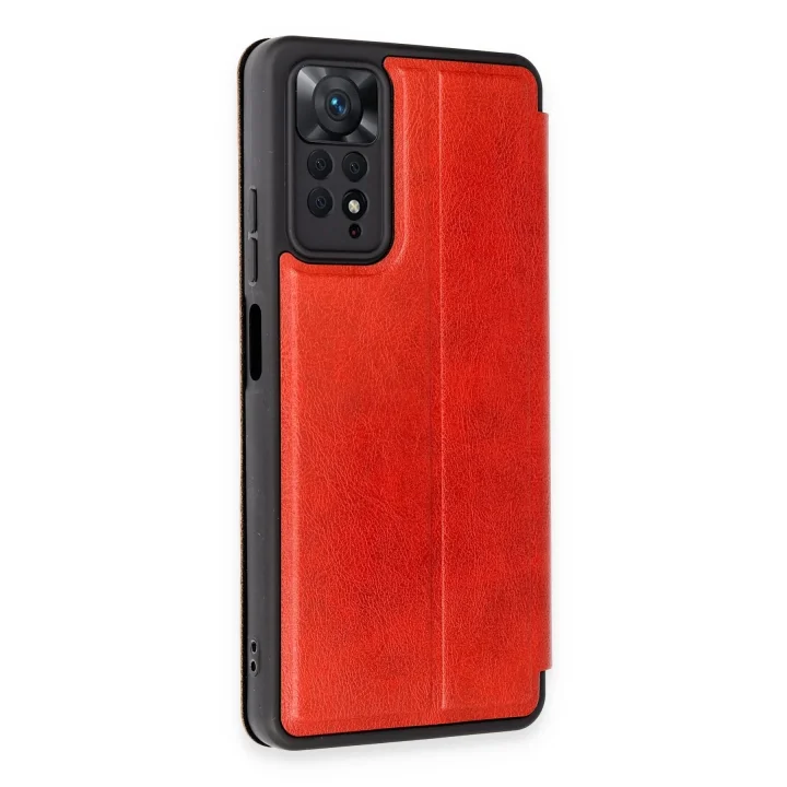 Mey İthalat®   Redmi Note 12 Pro 4G Kılıf Flip Cover - Kırmızı