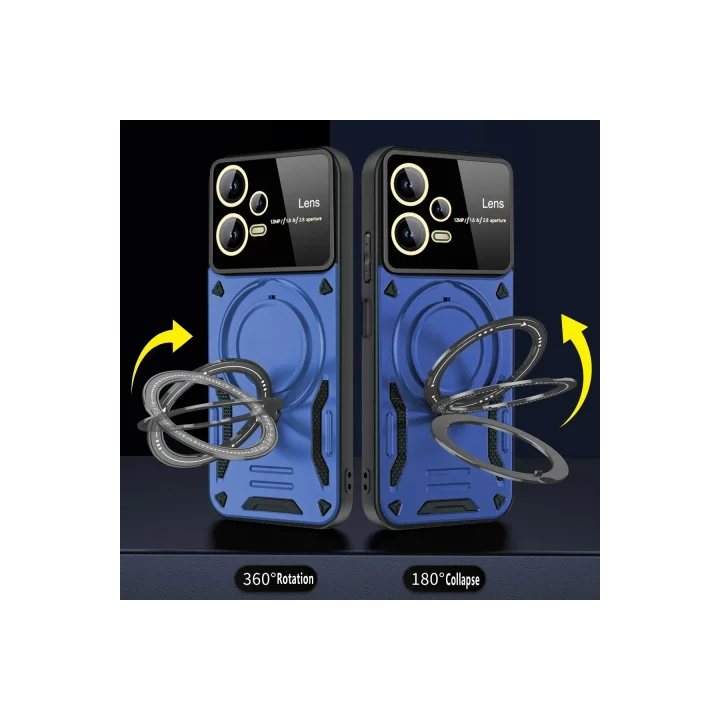 Mey İthalat®  Xiaomi Redmi Note 12 Pro 5G Kılıf Joy Lens Standlı Kapak - Mor