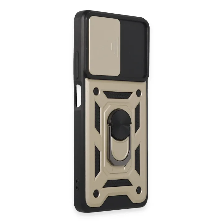 Mey İthalat®  Xiaomi Redmi Note 12 Pro 5G Kılıf Pars Lens Yüzüklü Silikon - Gold