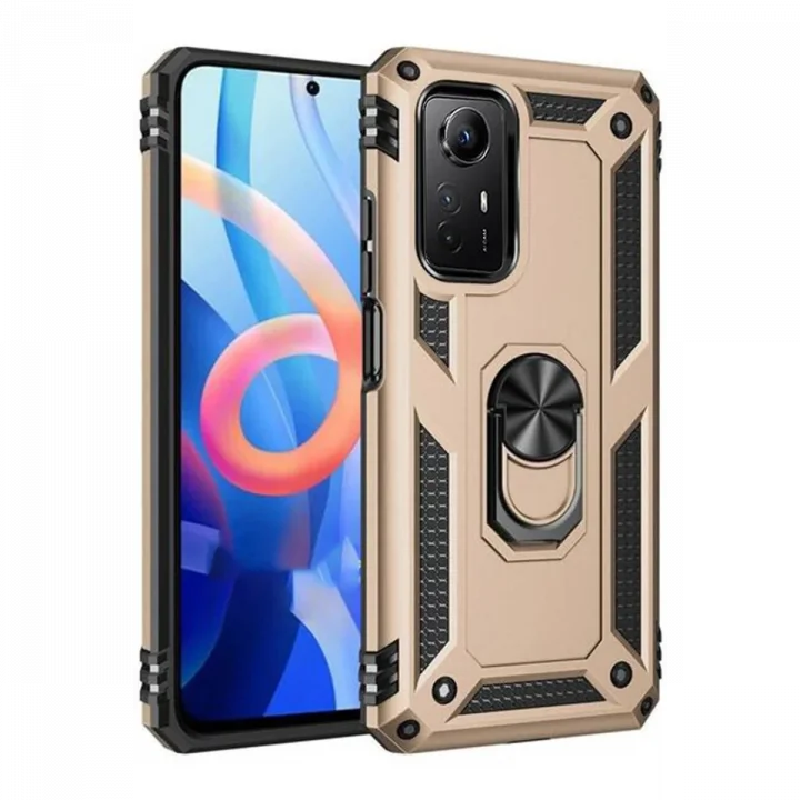 Mey İthalat®  Xiaomi Redmi Note 12S Kılıf Sofya Yüzüklü Silikon Kapak - Gold