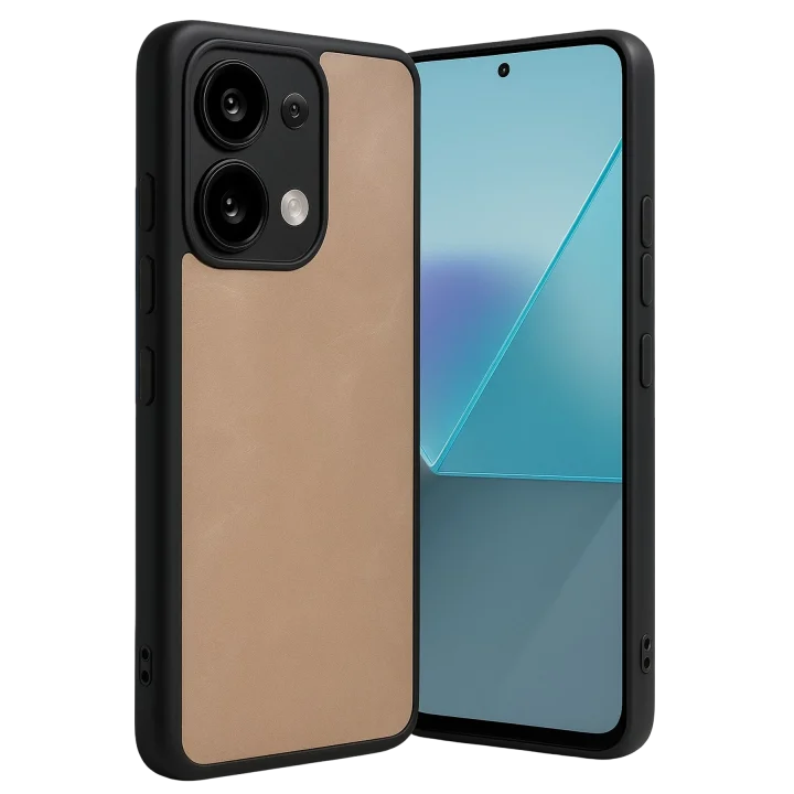 Mey İthalat®   Redmi Note 13 4G Kılıf Aras Deri Kapak - Pudra