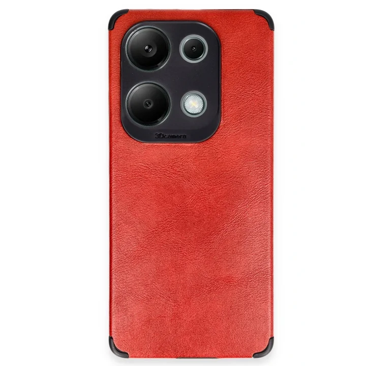 Mey İthalat®  Xiaomi Redmi Note 13 4G Kılıf Loop Deri Silikon - Kırmızı