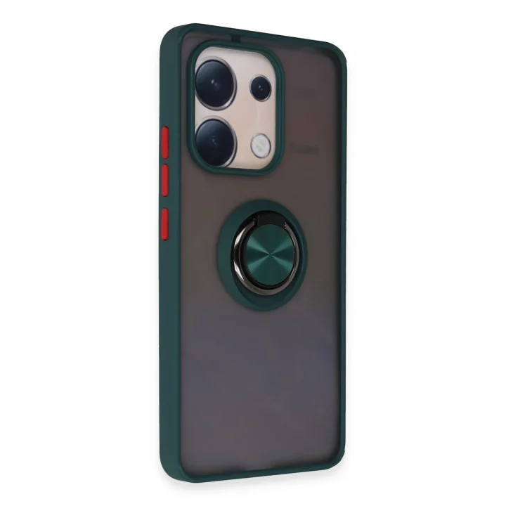 Mey İthalat®  Xiaomi Redmi Note 13 4G Kılıf Montreal Yüzüklü Silikon Kapak - Yeşil