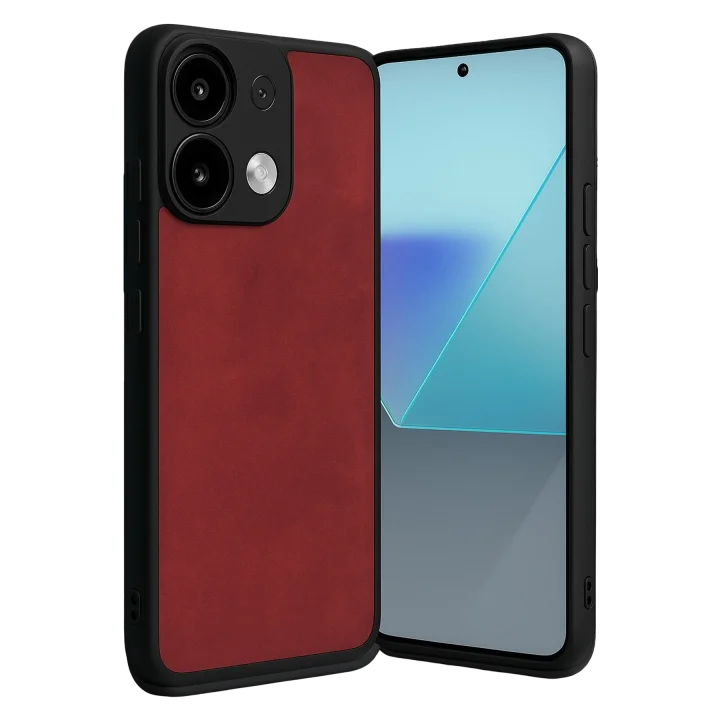 Mey İthalat®   Redmi Note 13 Pro 4G Kılıf Aras Deri Kapak - Kırmızı