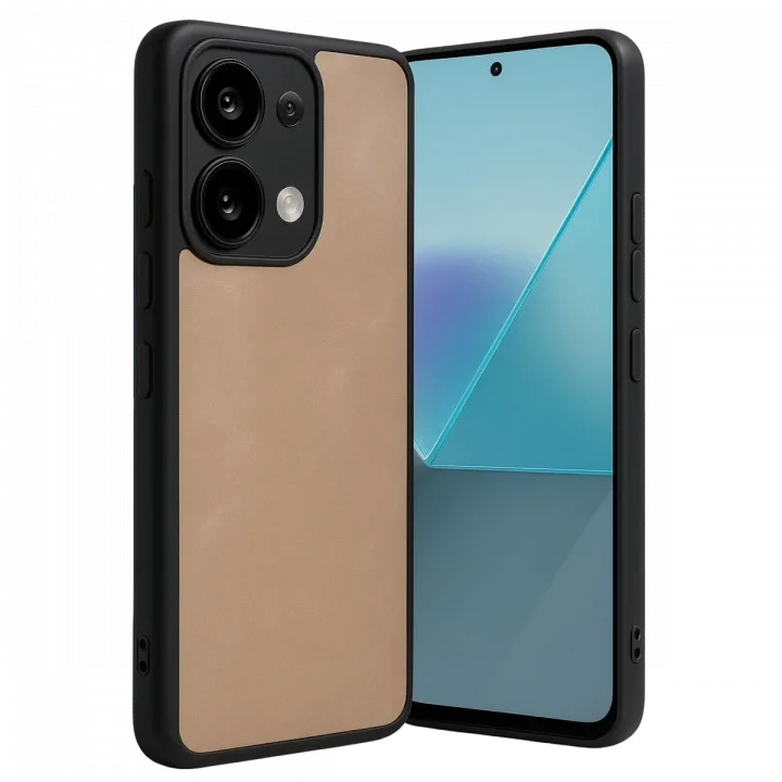 Mey İthalat®   Redmi Note 13 Pro 4G Kılıf Aras Deri Kapak - Pudra