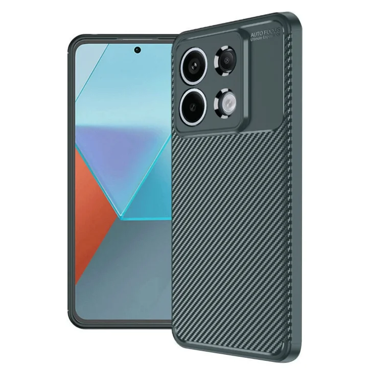 Mey İthalat®  Xiaomi Redmi Note 13 Pro 4G Kılıf Auto Focus Karbon Kapak - Koyu Yeşil