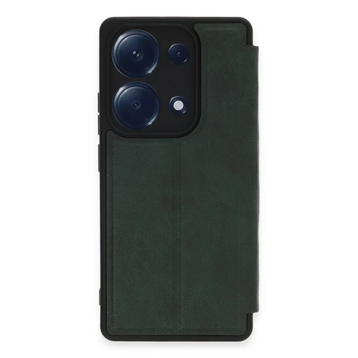 Mey İthalat®   Redmi Note 13 Pro 4G Kılıf Flip Cover - Koyu Yeşil