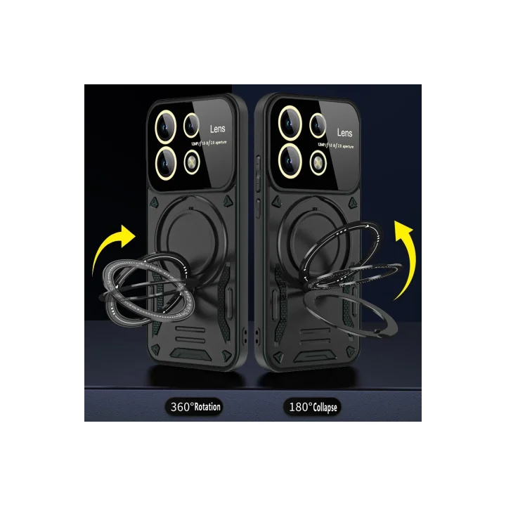 Mey İthalat®  Xiaomi Redmi Note 13 Pro 4G Kılıf Joy Lens Standlı Kapak - Kırmızı