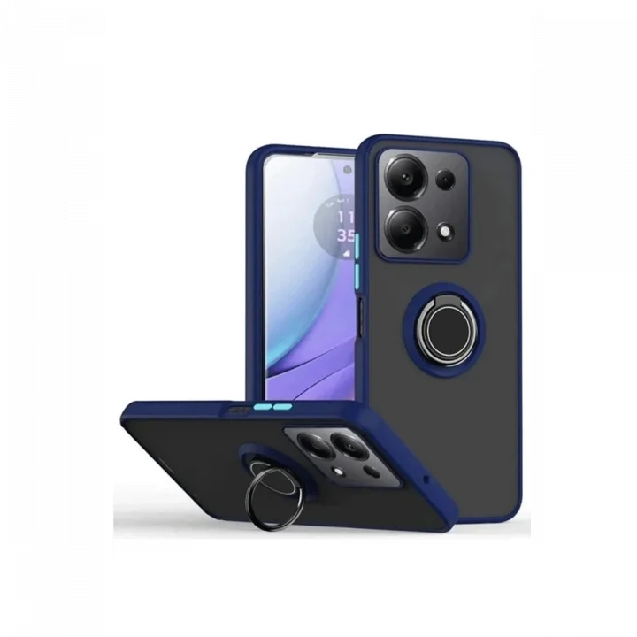 Mey İthalat®  Xiaomi Redmi Note 13 Pro 4G Montreal Yüzüklü Silikon Kapak - Lacivert