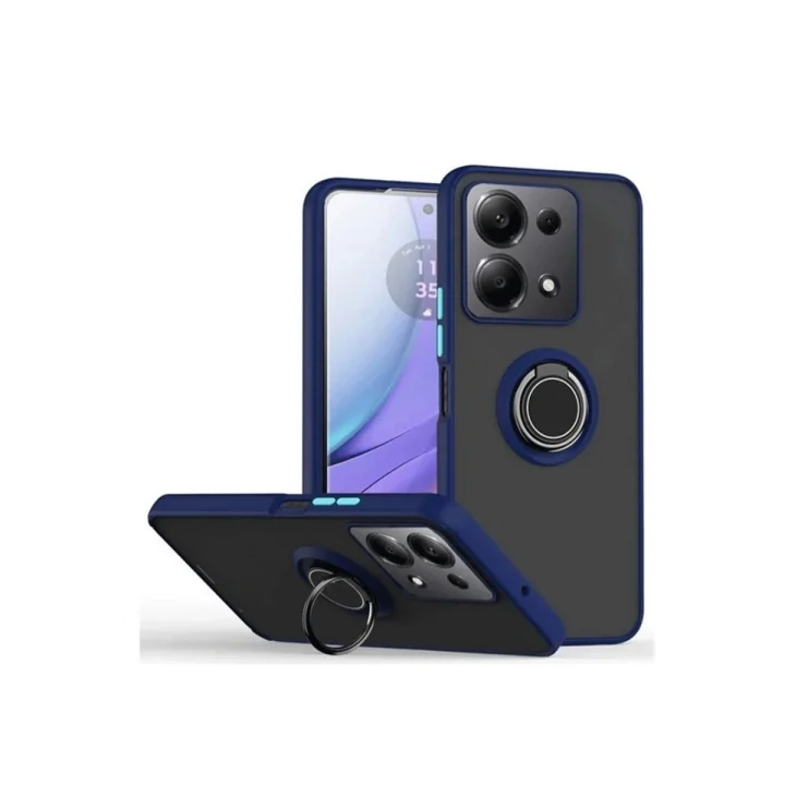 Mey İthalat®  Xiaomi Redmi Note 13 Pro 4G Montreal Yüzüklü Silikon Kapak - Lacivert