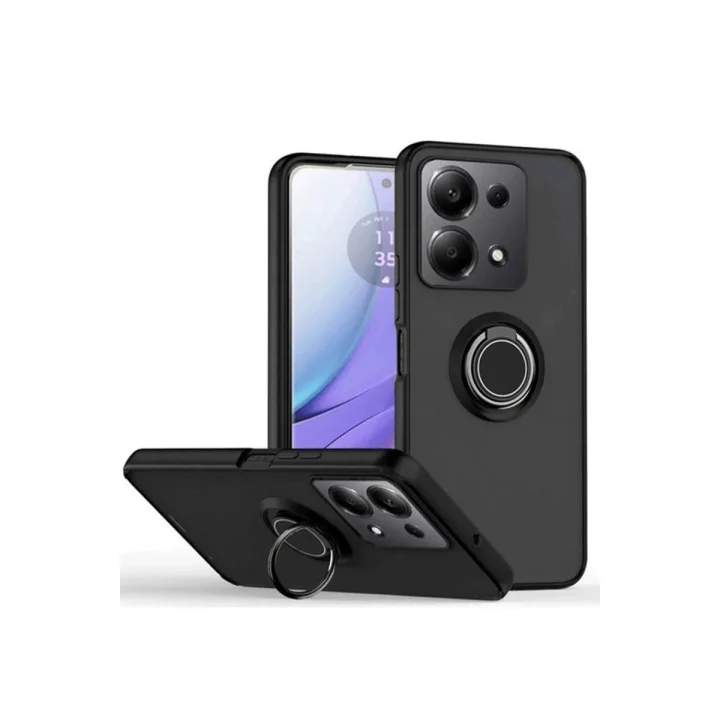 Mey İthalat®  Xiaomi Redmi Note 13 Pro 4G Montreal Yüzüklü Silikon Kapak - Siyah