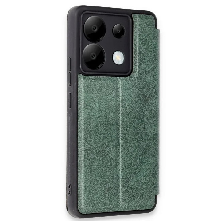 Mey İthalat®   Redmi Note 13 Pro 5G Kılıf Flip Cover - Koyu Yeşil