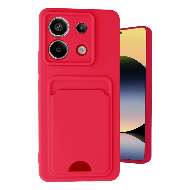 Mey İthalat®   Redmi Note 13 Pro 5G Kılıf Kelvin Kartvizitli Silikon - Kırmızı