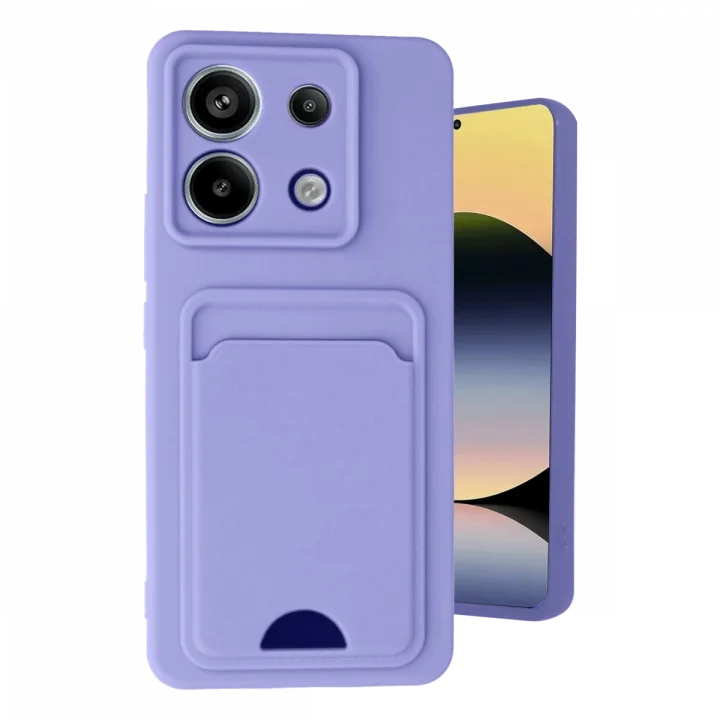 Mey İthalat®   Redmi Note 13 Pro 5G Kılıf Kelvin Kartvizitli Silikon - Lila