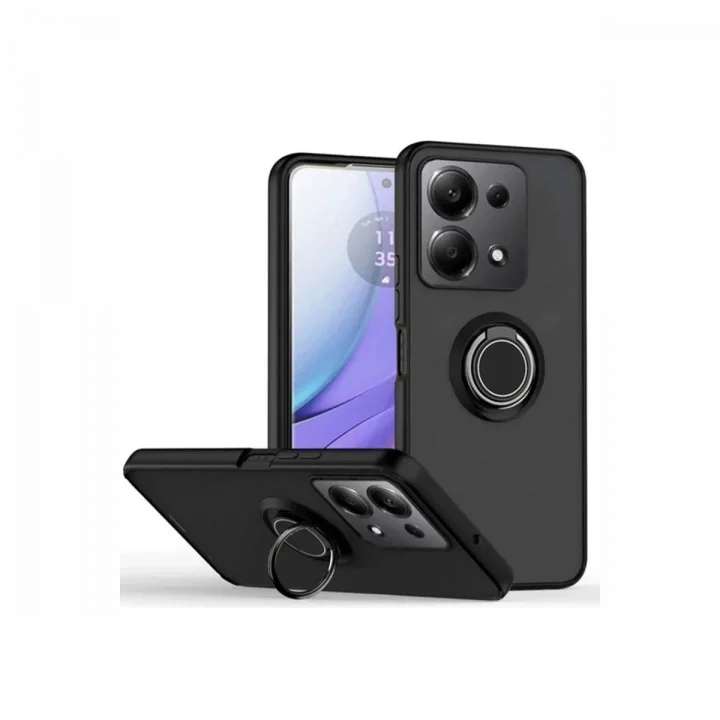 Mey İthalat®  Xiaomi Redmi Note 13 Pro 5G Kılıf Montreal Yüzüklü Silikon Kapak - Siyah