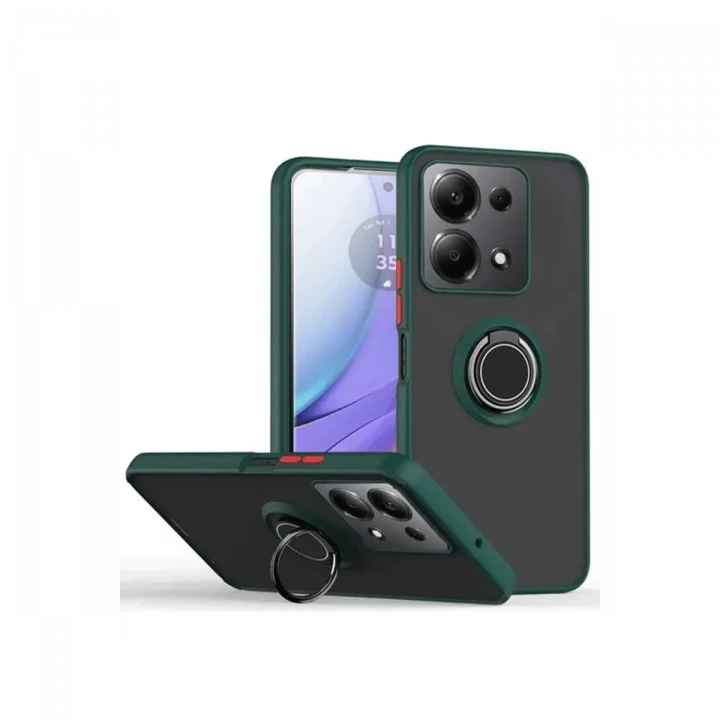Mey İthalat®  Xiaomi Redmi Note 13 Pro 5G Kılıf Montreal Yüzüklü Silikon Kapak - Yeşil