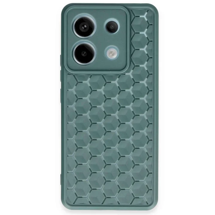 Mey İthalat®   Redmi Note 13 Pro 5G Kılıf Petek Silikon Kapak - Koyu Yeşil