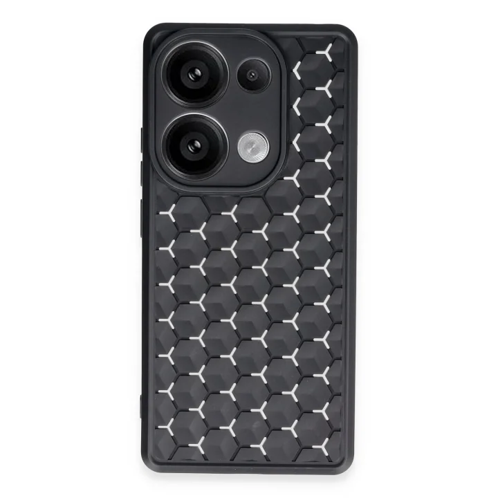 Mey İthalat®   Redmi Note 13 Pro 5G Kılıf Petek Silikon Kapak - Siyah