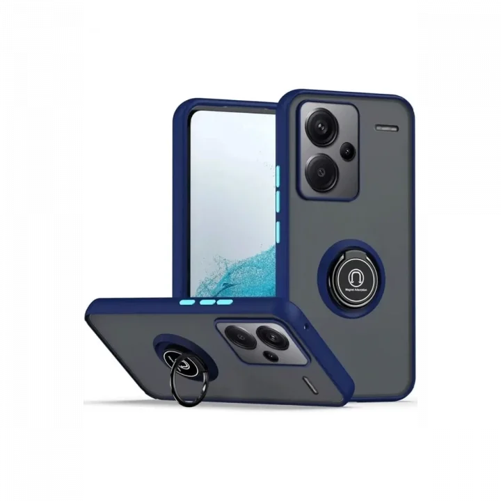 Mey İthalat®  Xiaomi Redmi Note 13 Pro Plus Kılıf Montreal Yüzüklü Silikon Kapak - Lacivert