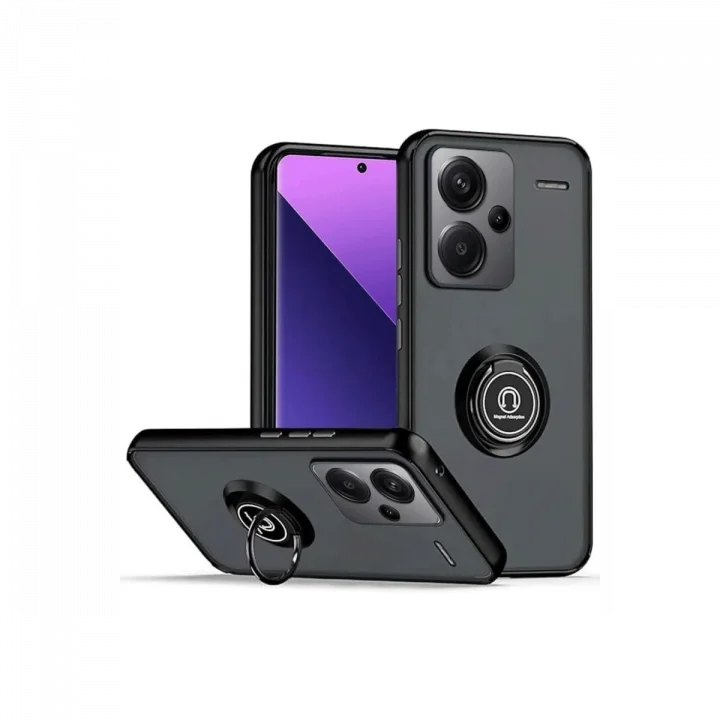 Mey İthalat®  Xiaomi Redmi Note 13 Pro Plus Kılıf Montreal Yüzüklü Silikon Kapak - Siyah