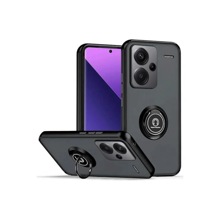 Mey İthalat®  Xiaomi Redmi Note 13 Pro Plus Kılıf Montreal Yüzüklü Silikon Kapak - Siyah