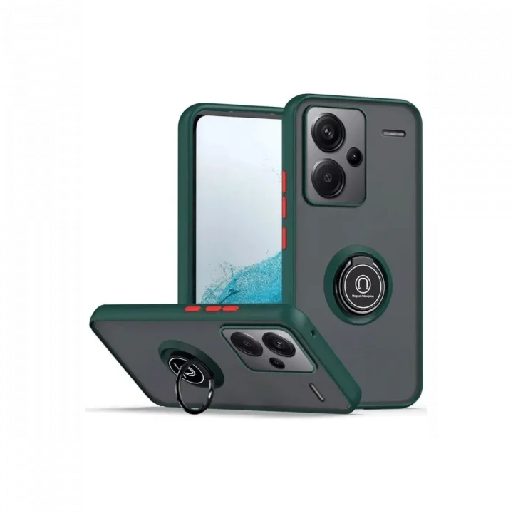 Mey İthalat®  Xiaomi Redmi Note 13 Pro Plus Kılıf Montreal Yüzüklü Silikon Kapak - Yeşil