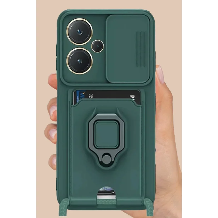 Mey İthalat®  Xiaomi Redmi Note 13 Pro Plus Kılıf Zuma Kartvizitli Yüzüklü Silikon - Lila