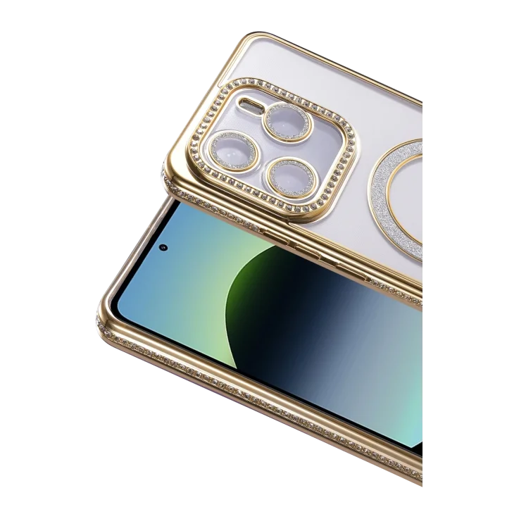 Mey İthalat®  Xiaomi Redmi Note 14 4G Joke Simli Magneticsafe Kılıf - Gold