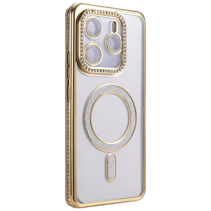 Mey İthalat®  Xiaomi Redmi Note 14 4G Joke Simli Magneticsafe Kılıf - Gold