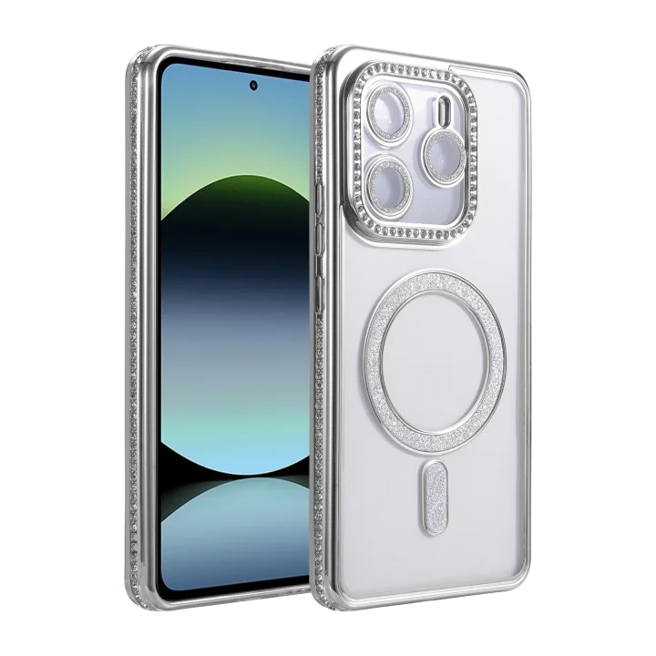 Mey İthalat®  Xiaomi Redmi Note 14 4G Joke Simli Magneticsafe Kılıf - Gümüş