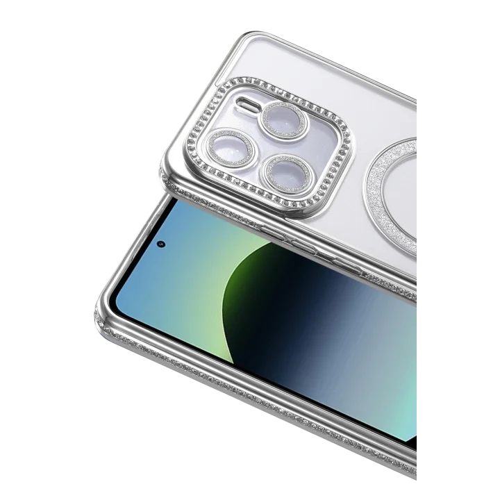 Mey İthalat®  Xiaomi Redmi Note 14 4G Joke Simli Magneticsafe Kılıf - Gümüş